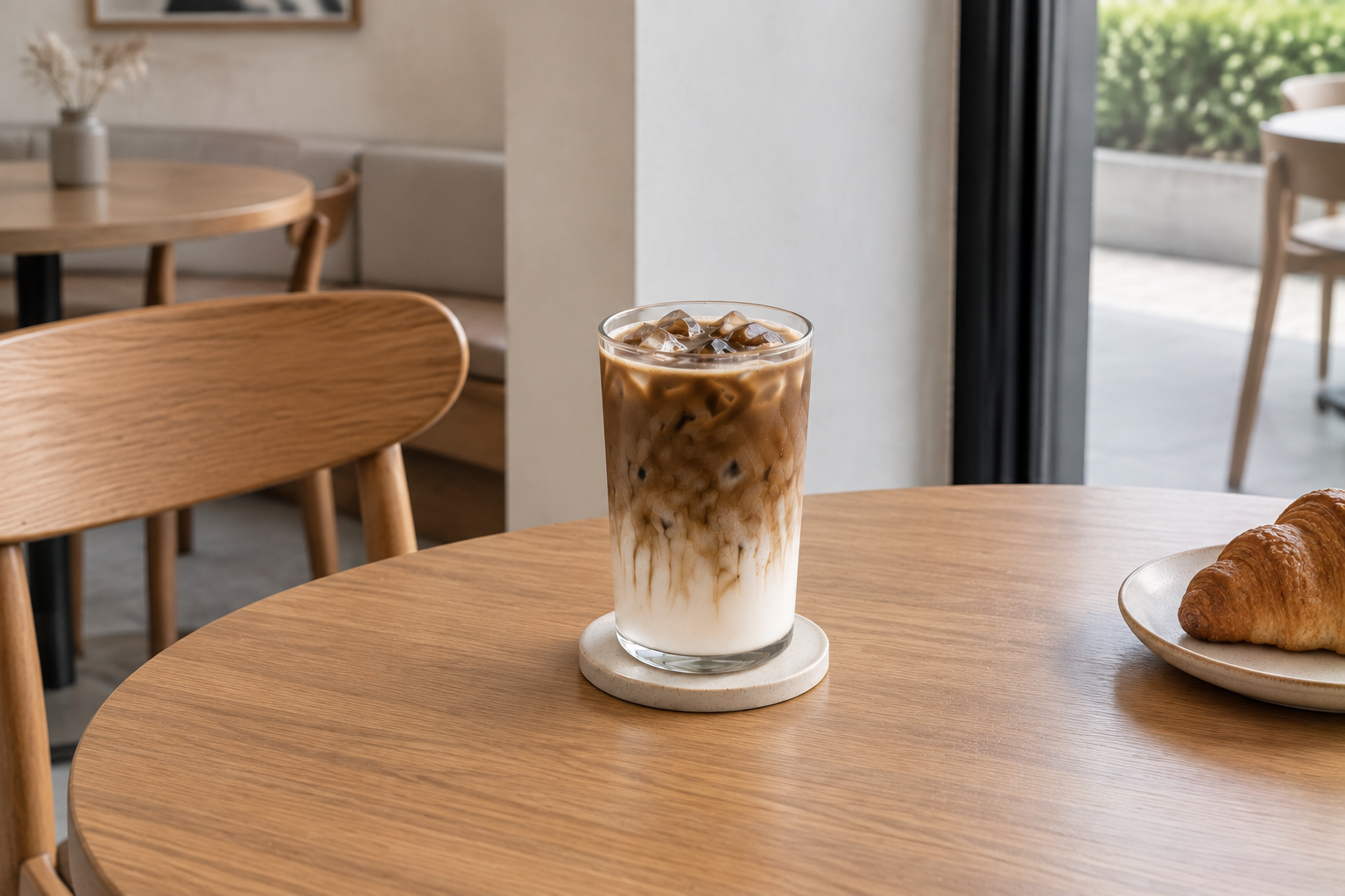 Homemade hojicha latte made with roasted hojicha powder and milk